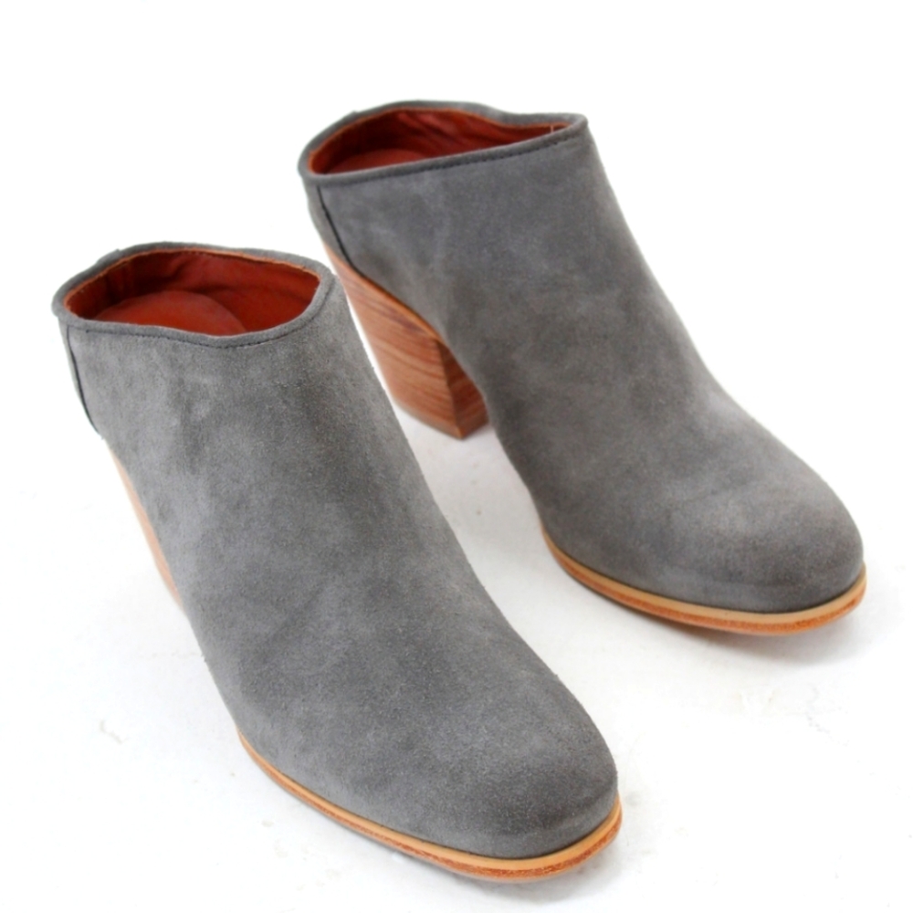 Rachel Comey Mars Suede Mule Slip-On Boot Grey Leather Sole Heel Shoes Size 9